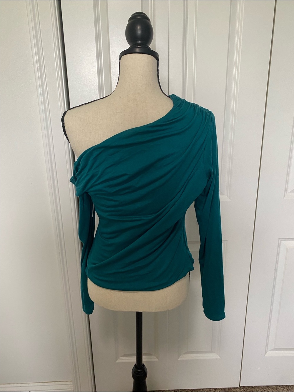 AFRM One-Shoulder Long Sleeve Top in Teal